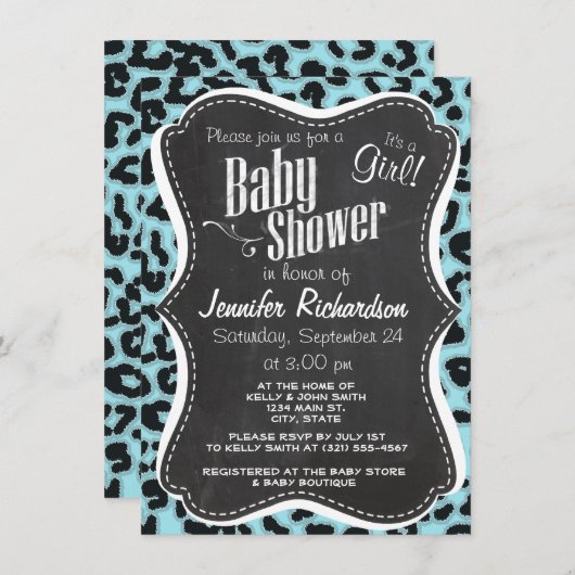 Chalk Blizzard Blue Leopard Animal Print Kaart (Voorkant / Achterkant)