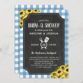 Chalk Blue Gingham Zonnebloem Boy Baby-Q Douche Kaart (Voorkant / Achterkant)