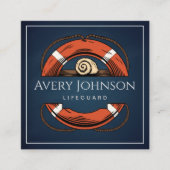 Chalk Blue Lifeguard Life Preserver Modern Vierkante Visitekaartje (Voorkant)