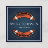 Chalk Blue Lifeguard Life Preserver Ring Vierkante Visitekaartje (Voorkant)