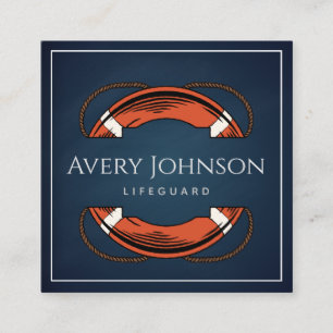 Chalk Blue Lifeguard Life Preserver Ring Vierkante Visitekaartje