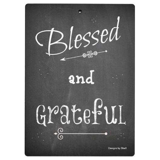 Chalk Board Blessed en Grateful Klembord (Achterkant)