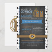 Chalk board Cowboy Baby Uitnodiging (Voorkant / Achterkant)