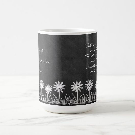 Chalk Board Daisy Doodle Cursive Typography Mug Koffiemok (Center)