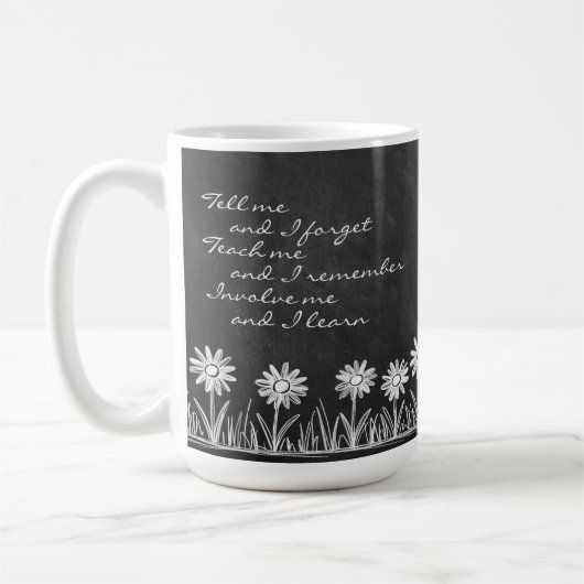 Chalk Board Daisy Doodle Cursive Typography Mug Koffiemok (Links)