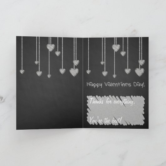 Chalk Board Heart Valentines Day Feestdagen Kaart (Binnen)