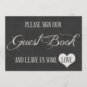 Chalk Board Hearts Wedding   Gastboek Kaart