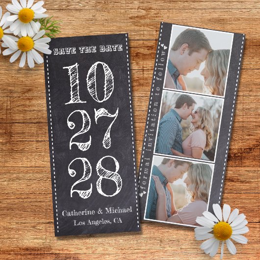 Chalk Board Modern Trendy Three Foto Save The Date