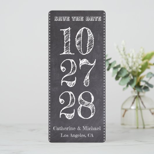 Chalk Board Modern Trendy Three Foto Save The Date (Staand voorkant)