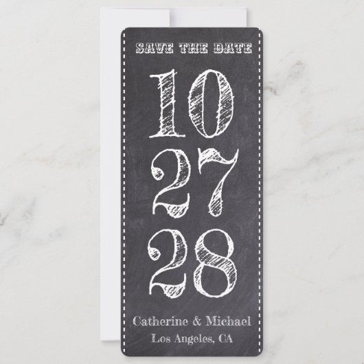 Chalk Board Modern Trendy Three Foto Save The Date (Voorkant)