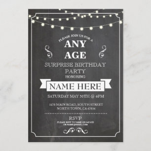 Chalk board Surprise Birthday Party ELKE AGENTSCHA Kaart