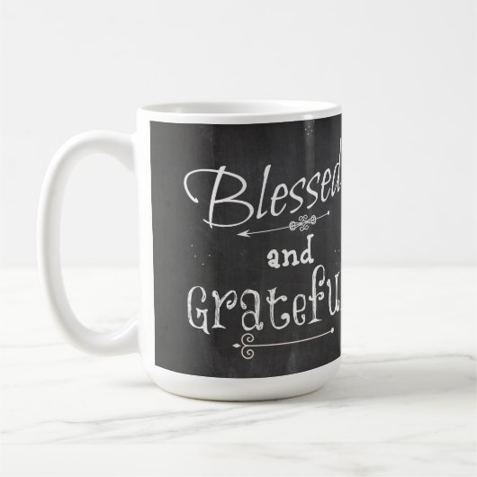 Chalk Board Typography Blessed and Grateful Koffiemok (Links)