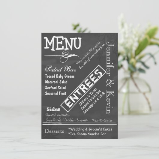 Chalk Board Typography Wedding Menu (Staand voorkant)
