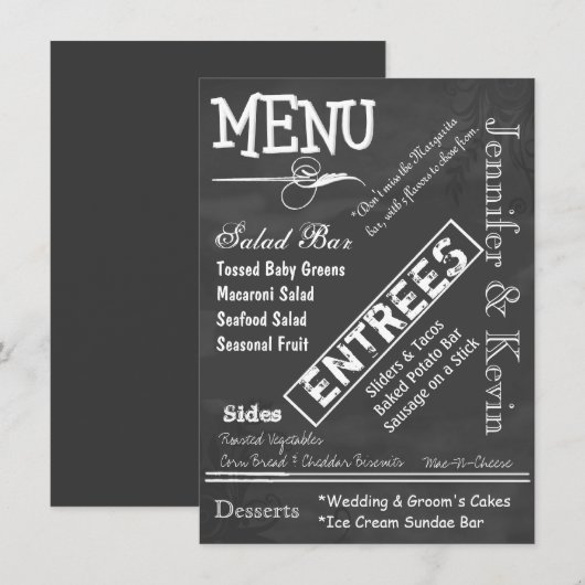 Chalk Board Typography Wedding Menu (Voorkant / Achterkant)
