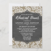 Chalk Burlap en Lace Rehearsal Dinner Invitations Kaart (Voorkant)