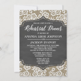 Chalk Burlap en Lace Rehearsal Dinner Invitations Kaart