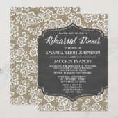Chalk Burlap en Lace Rehearsal Dinner Invitations Kaart (Voorkant / Achterkant)