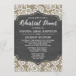 Chalk Burlap en Lace Rehearsal Dinner Invitations Kaart