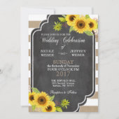 Chalk Burlap Floral Wedding Zonnebloem Uitnodiging (Voorkant)