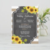 Chalk Burlap Floral Wedding Zonnebloem Uitnodiging (Staand voorkant)