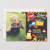 Chalk Construction Birthday Boy Truck with Photo Kaart (Voorkant)