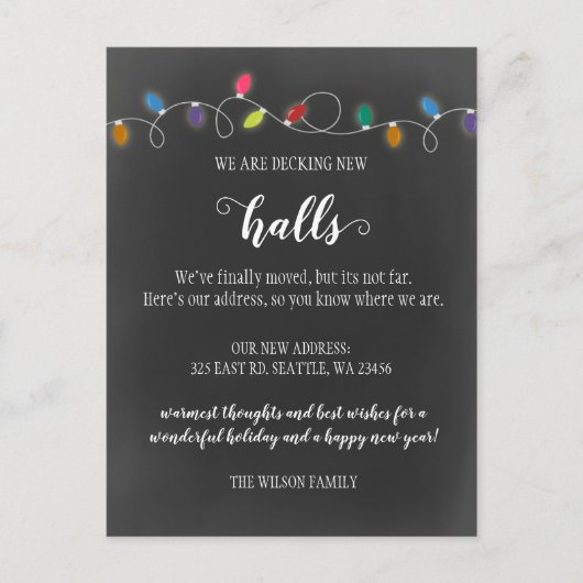 Chalk Decing the New Halls Moving Announcement Briefkaart (Voorkant)