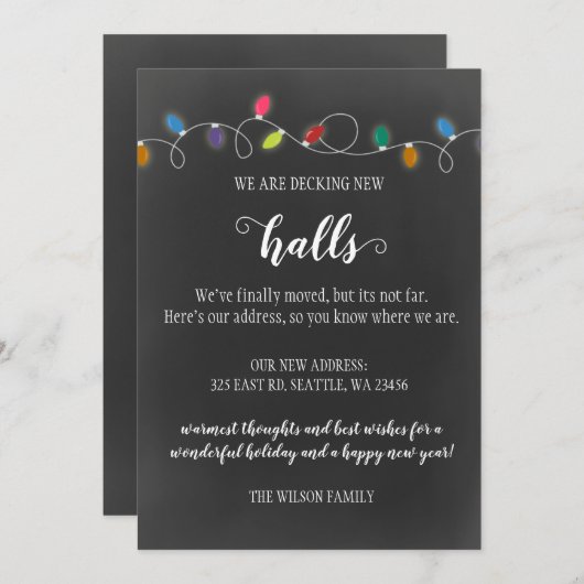 Chalk Decing the New Halls Moving Announcement Feestdagenkaart (Voorkant / Achterkant)