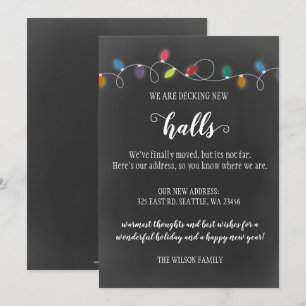 Chalk Decing the New Halls Moving Announcement Feestdagenkaart