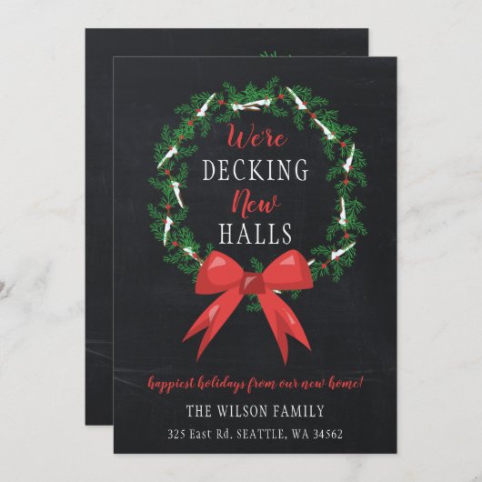 Chalk Decing the New Halls Moving Announcement Feestdagenkaart (Voorkant / Achterkant)
