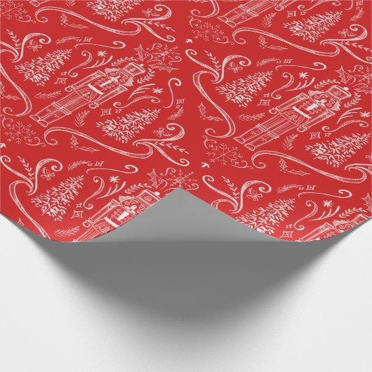 Chalk doodle nutcracker Christmas Wrapping Paper Cadeaupapier (Hoek)