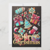 Chalk Drawing Decorated Christmas Cookies Brown Kaart (Voorkant)