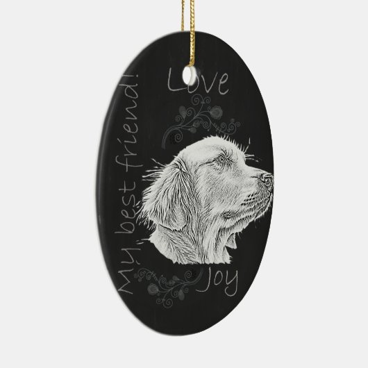 Chalk Drawing of Golden Retriever Keramisch Ornament (Rechts)