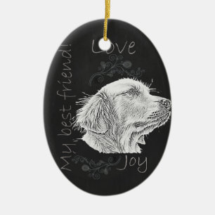 Chalk Drawing of Golden Retriever Keramisch Ornament