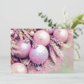 Chalk Drawing Soft Pinks Christmas Ornaments Kaart (Staand voorkant)