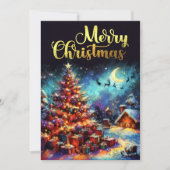 Chalk Drawing Village Kerstboom Kaart (Voorkant)