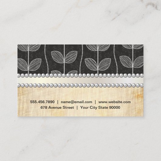 Chalk Drawn Leaf |  achtergrond Pearls Visitekaartje (Achterkant)