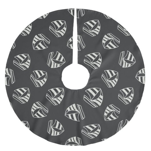 Chalk Drawn Sailboat Pattern Kerstboom Rok (Voorkant)