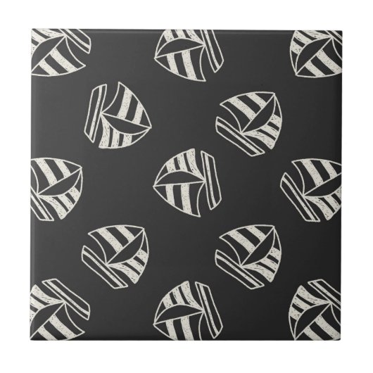 Chalk Drawn Sailboat Pattern Tegeltje (Voorkant)