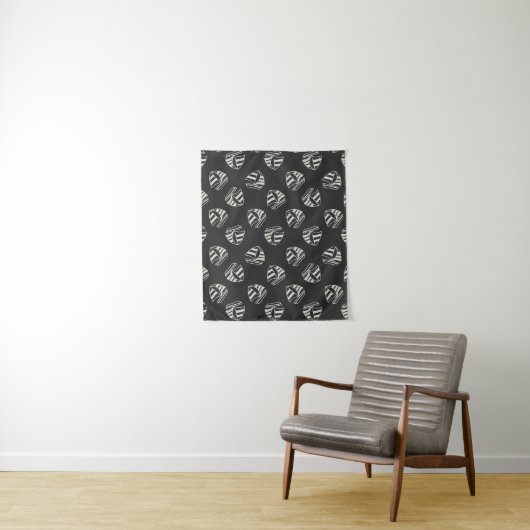 Chalk Drawn Sailboat Pattern Wandkleed (In situ)