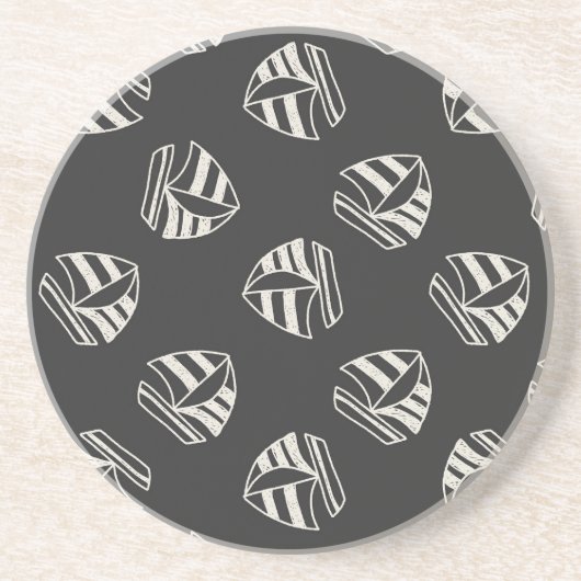 Chalk Drawn Sailboat Pattern Zandsteen Onderzetter (Voorkant)