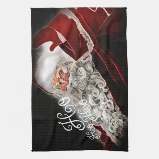 Chalk Drawn Santa Ho Ho Holiday Theedoek (Verticaal)