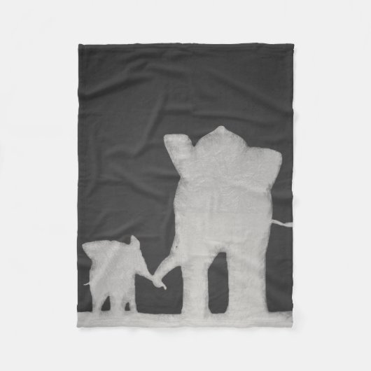 Chalk Elephant Family Fleece Deken (Voorkant)