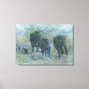 Chalk Elephants Canvas Afdruk