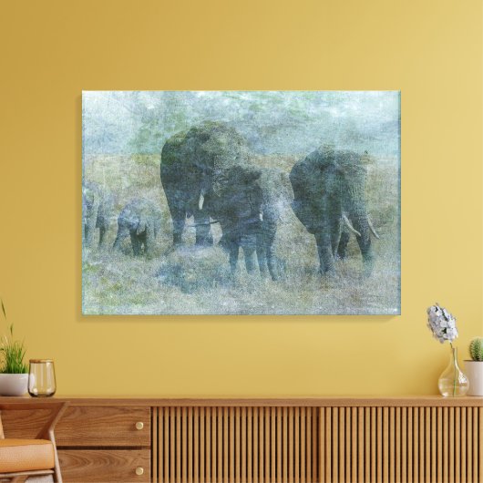 Chalk Elephants Canvas Afdruk (Insitu (Woonkamer))