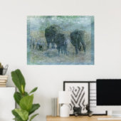 Chalk Elephants Poster (Thuiskantoor)