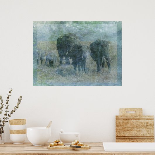 Chalk Elephants Poster (Keuken)