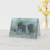 Chalk Elephants Wenskaart Kaart (Gele Bloem)