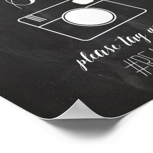 Chalk en Glitter Lights Wedding Hash Label Sign. Poster (Hoek)