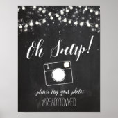 Chalk en Glitter Lights Wedding Hash Label Sign. Poster (Voorkant)