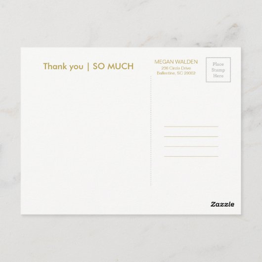 Chalk & Faux Gold Foil Graduat Dank u briefkaart (Achterkant)